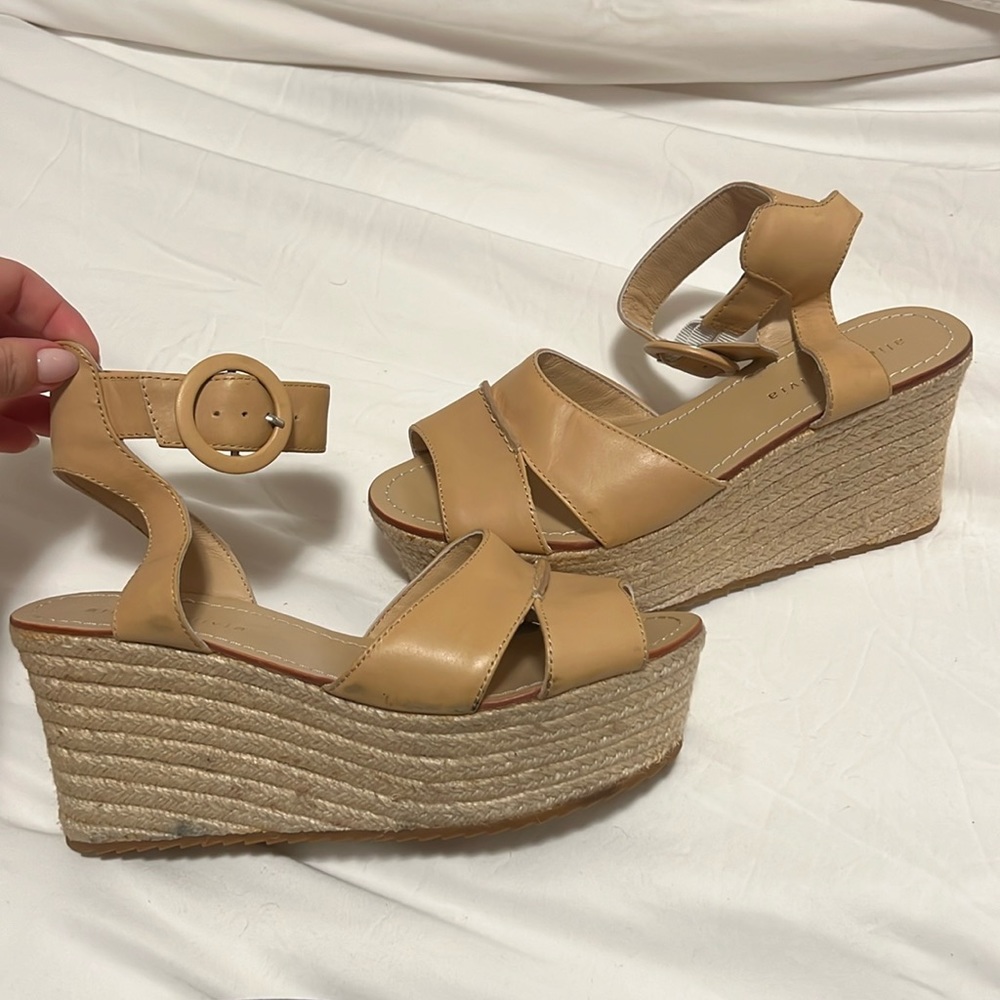 Alice & Olivia Roberta Espadrille Wedges, Tan, size 39 (US 8.5).